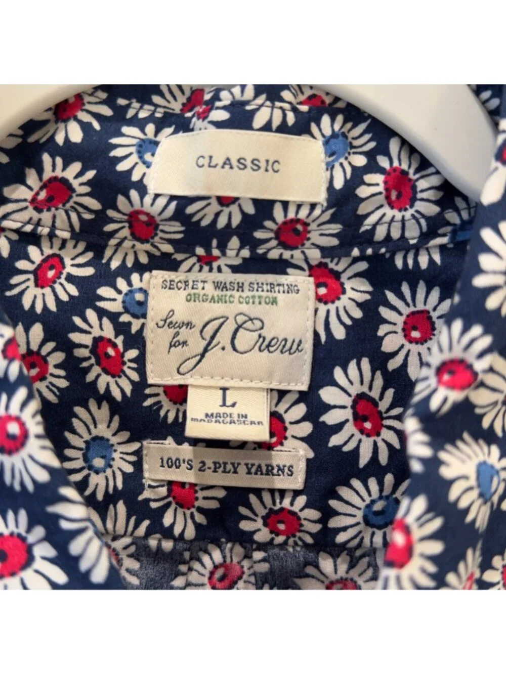 J Crew Men’s Classic Organic Cotton Button Down Preppy Floral Shirt Large